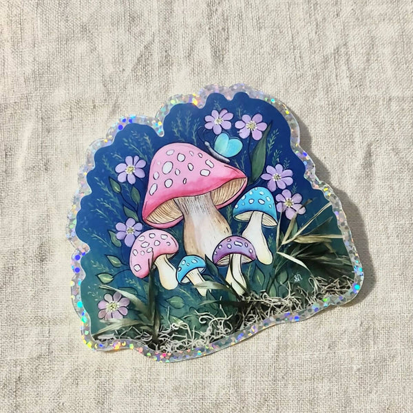 Mushrooms Glitter Sticker