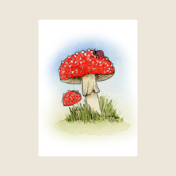 Mushrooms & Ladybug - Blank Card - Shop Motif