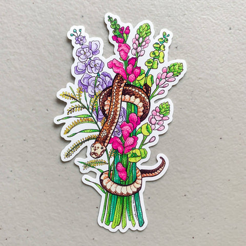 Nala The Snake - Floral Critter Die Cut Sticker - Shop Motif