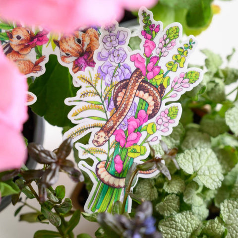 Nala The Snake - Floral Critter Die Cut Sticker - Shop Motif