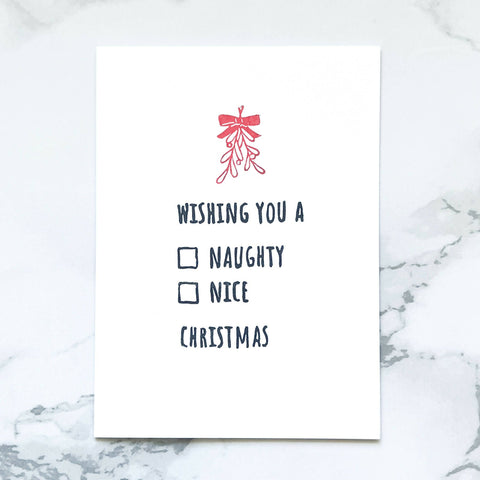 Naughty or Nice Christmas card - Shop Motif