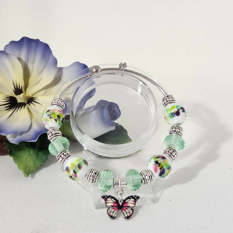 One of a kind! Lampwork Glass Bangle - Butterfly Dreams - Shop Motif