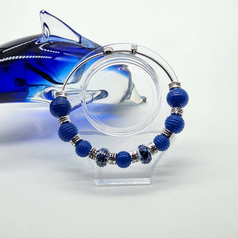 One of a kind! Lampwork Glass Bangle - Denim Blue - Shop Motif