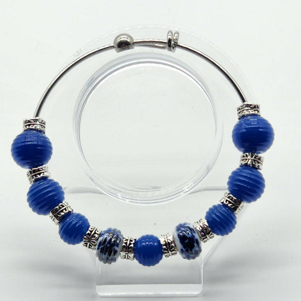 One of a kind! Lampwork Glass Bangle - Denim Blue