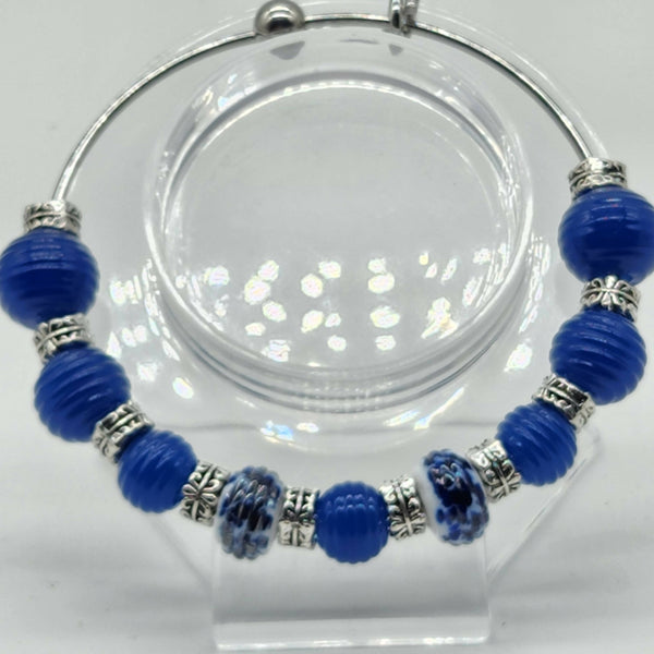 One of a kind! Lampwork Glass Bangle - Denim Blue