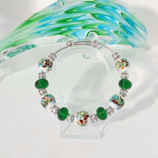 One of a kind! Lampwork Glass Bangle - Forest Green