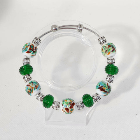 One of a kind! Lampwork Glass Bangle - Forest Green - Shop Motif