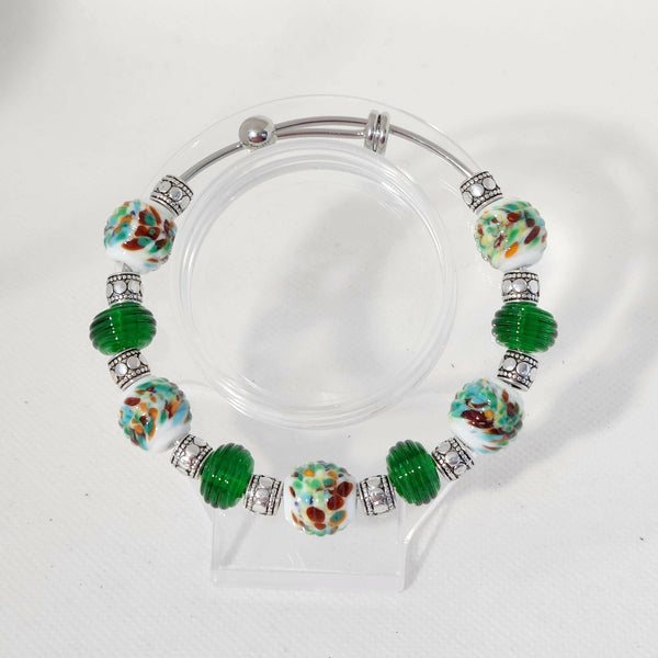 One of a kind! Lampwork Glass Bangle - Forest Green