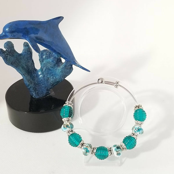 One of a kind! Lampwork Glass Bangle - Ocean Breeze