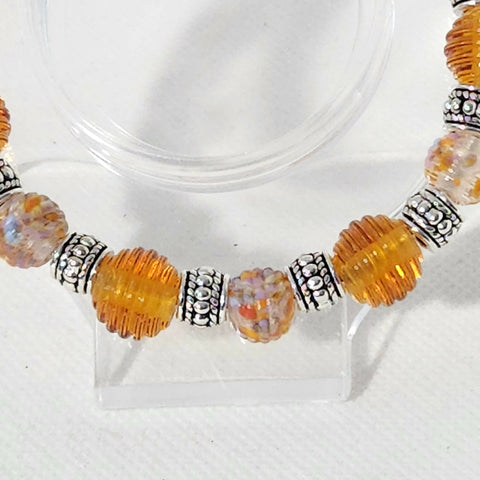 One of a kind! Lampwork Glass Bangle - Topaz Bliss - Shop Motif