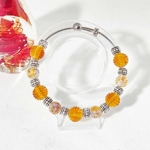 One of a kind! Lampwork Glass Bangle - Topaz Bliss - Shop Motif