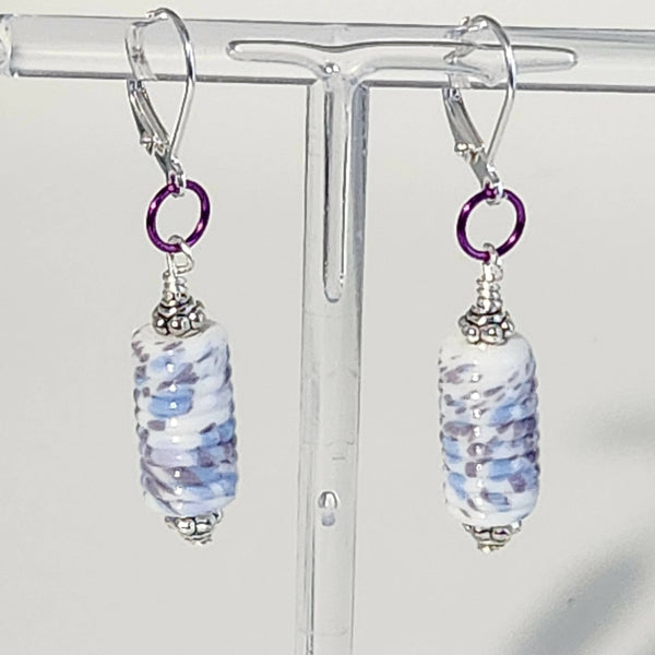 One Of A Kind! Lampwork Glass Earrings - Lavender Tubes - Shop Motif