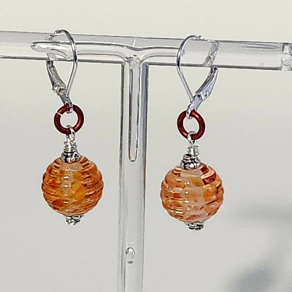 One of a kind! Lampwork Glass Earrings - Orange Bliss