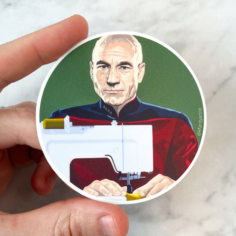 Patrick Stewart Make It Sew sticker - Shop Motif