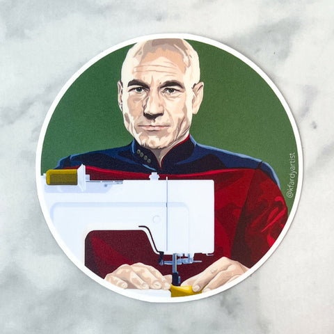 Patrick Stewart Make It Sew sticker - Shop Motif