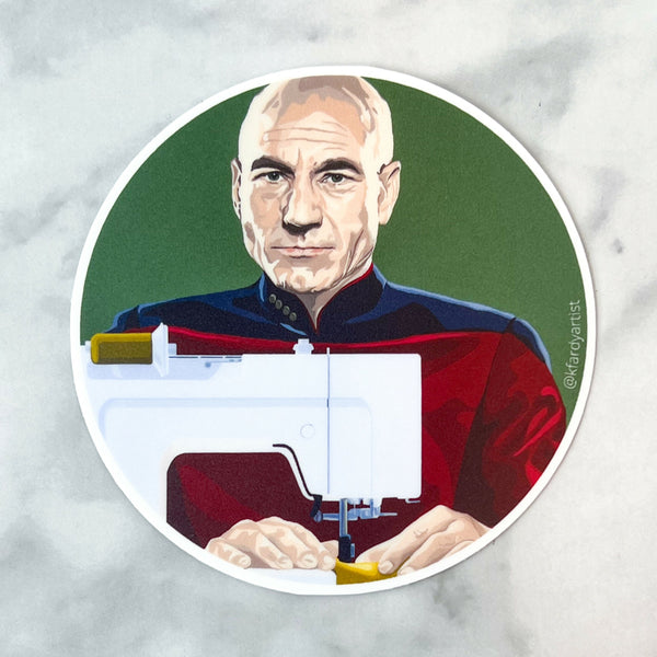 Patrick Stewart Make It Sew sticker