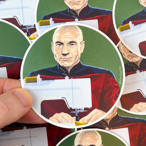 Patrick Stewart Make It Sew sticker - Shop Motif