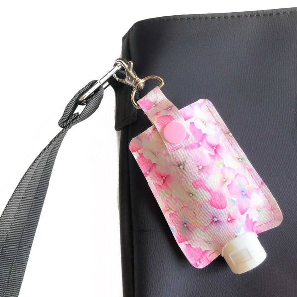 Pink Flowered Hand Sanitizer Holder