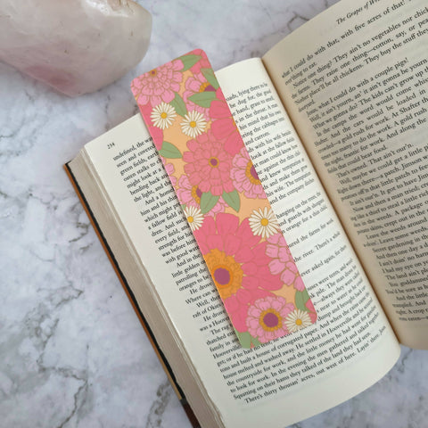 Pink Zinnias Glossy Bookmark (2x7") - Shop Motif