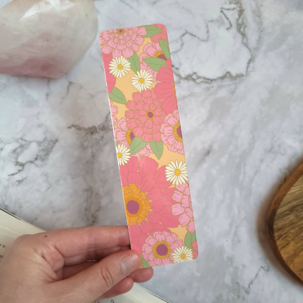 Pink Zinnias Glossy Bookmark (2x7