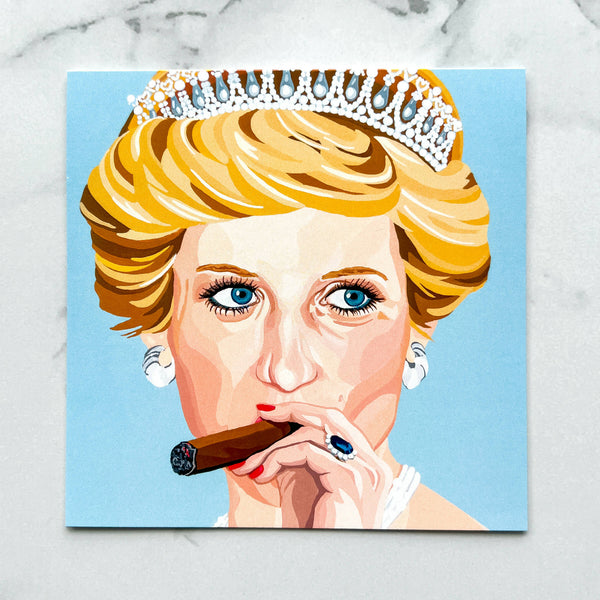 Princess Diana with cigar blank greeting card