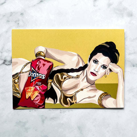 Princess Leia Eating Doritos greeting card - Shop Motif