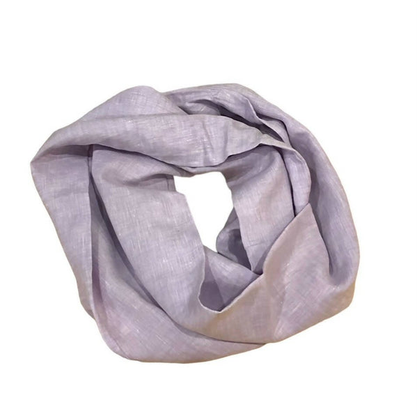 Purple Linen Infinity Scarf with Pocket