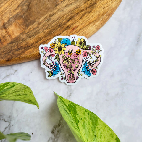 Floral Uterus 3" Vinyl Sticker