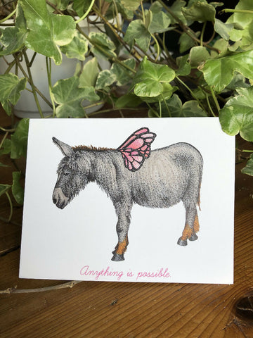 Butterfly Wing Donkey (Anything Is Possible) Greeting Card