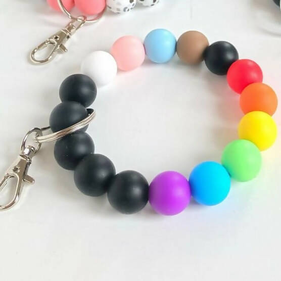 Rainbow Bead Wristlet Key Chain