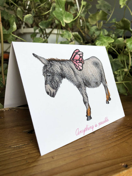 Butterfly Wing Donkey (Anything Is Possible) Greeting Card