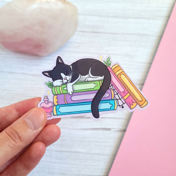 Sleepy Tuxedo Cat 3.5" Vinyl Sticker