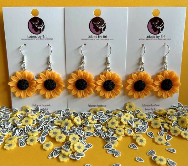 Sea of Golden Blooms - Sunflower Dangle Earrings
