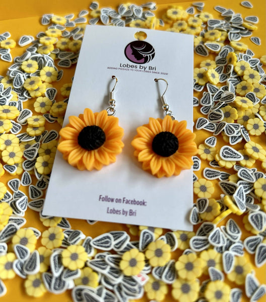 Sea of Golden Blooms - Sunflower Dangle Earrings