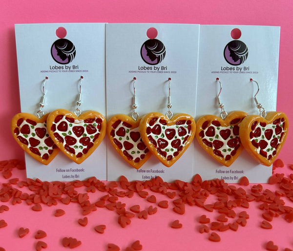 Slice, Slice Baby! - Pizza Heart Dangle Earrings