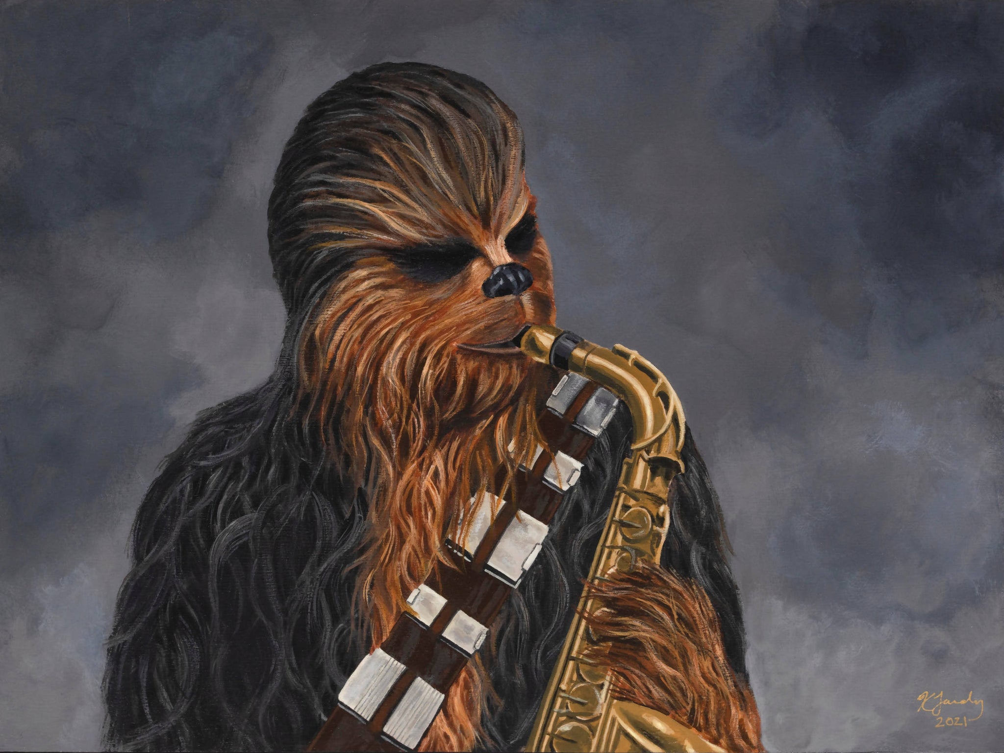 Star Wars Symphony print: Chewbacca Playing the Saxophone - Shop Motif