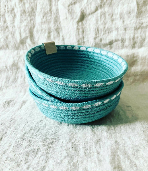 Teal Trinket Rope Bowl