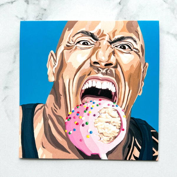 The Rock with cake pop blank greeting card - Shop Motif