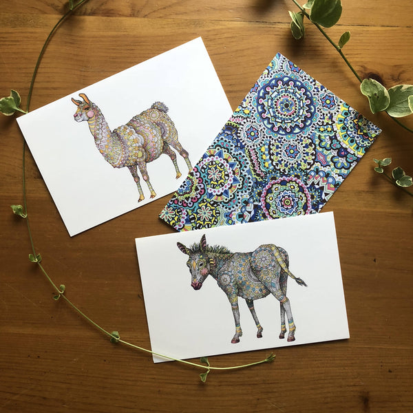 Fiesta Greeting Card 3 Pack - Donkey, Lama, Piñata