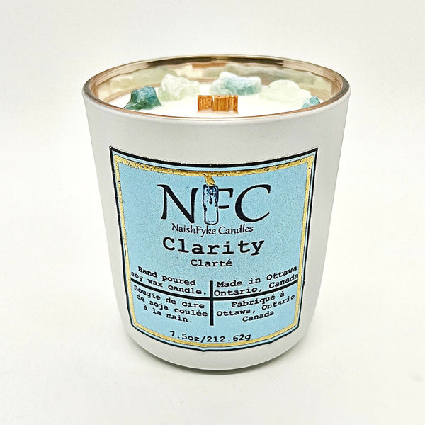 Clarity aquamarine crystal candle