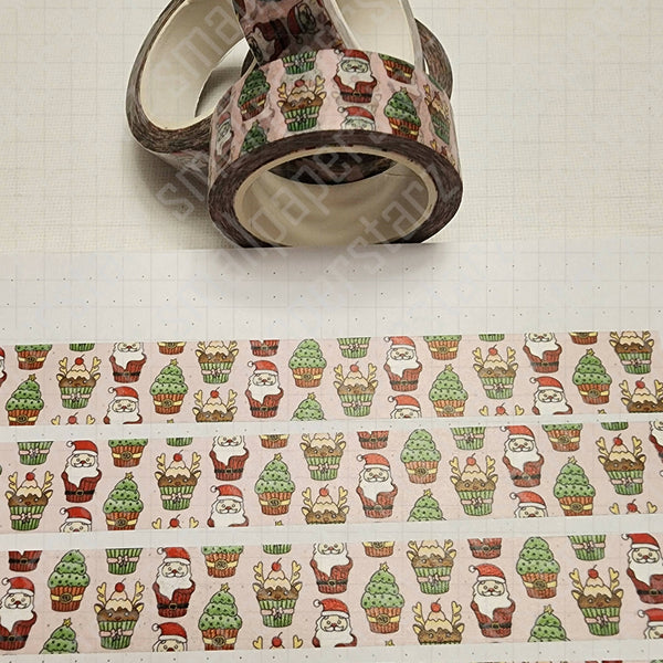 W003 - Sweet Holidays / Christmas Cupcake Washi Tape - Shop Motif