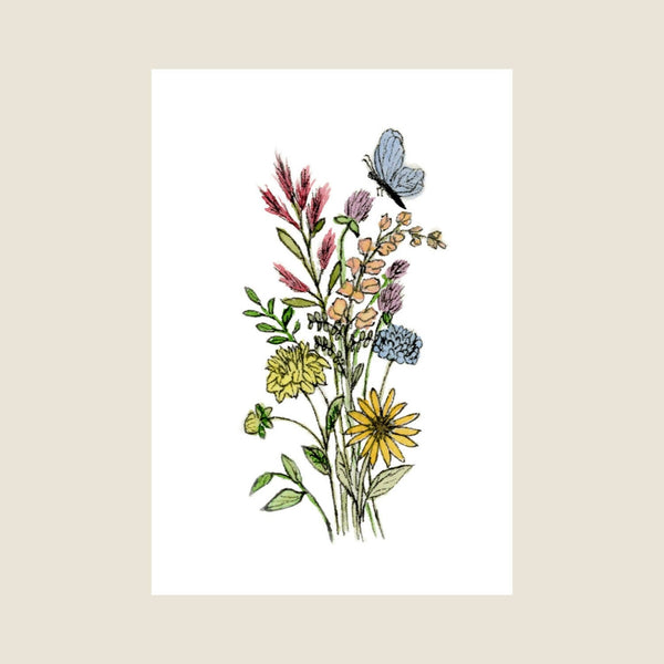 Wildflowers & Butterfly Blank Card - Shop Motif