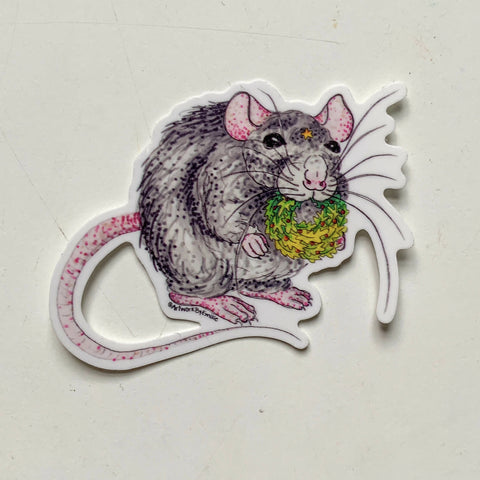 Wreath Rat Christmas Holiday Sticker - Shop Motif