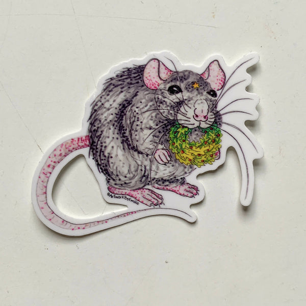 Wreath Rat Christmas Holiday Sticker