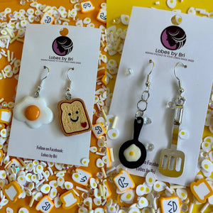 You're my Butter Half - Egg + Toast & Pan + Spatula Dangle Earrings - Shop Motif 