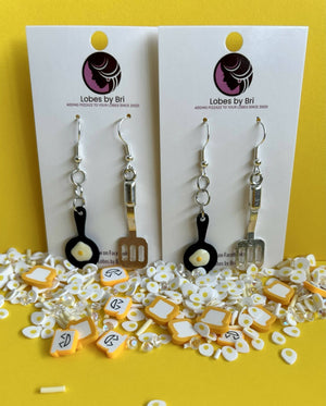 You're my Butter Half - Egg + Toast & Pan + Spatula Dangle Earrings - Shop Motif 