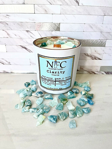 Clarity aquamarine crystal candle