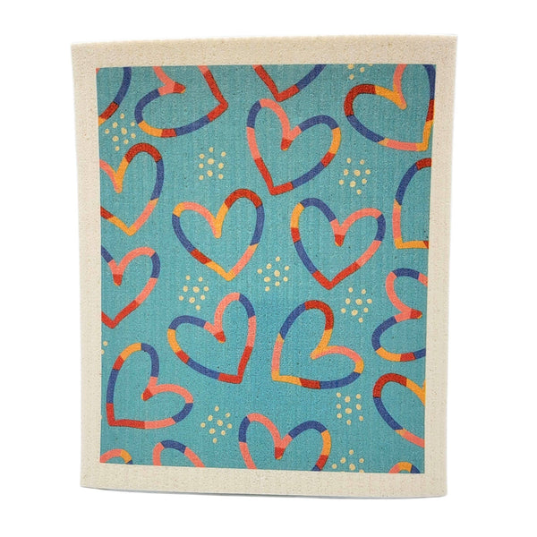 Driftless Studios - Boho Aesthetic Heart Pattern Swedish Dishcloth - Valentines