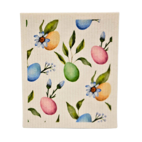 Driftless Studios - Easter Eggs & Flowers Swedish Dishcloth - Easter Decor - Shop Motif