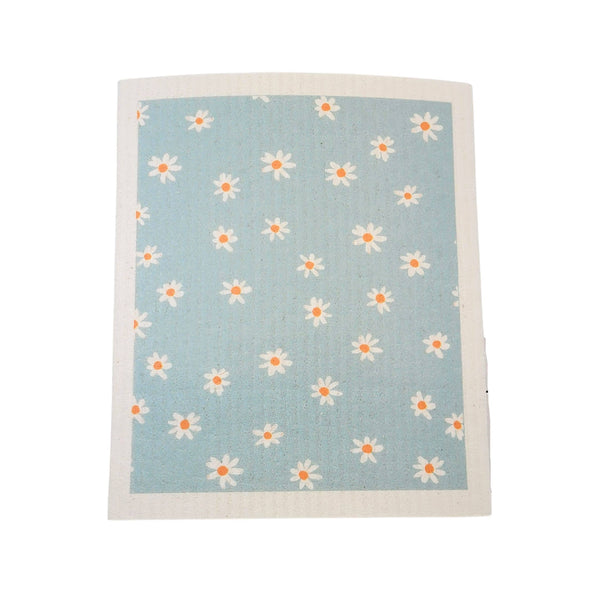 Driftless Studios - Light Blue With White Flower Swedish Dishcloth